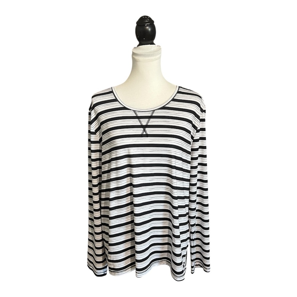 Coral Bay Energy Outdoor Top Size XL Striped Long Sleeve Work Out Shirt Yoga Wor